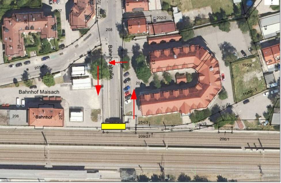 Lageplan: Arbeiten am Maisacher Bahnhof