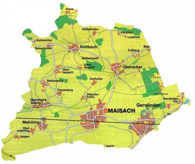 Karte des Gemeindegebiets
